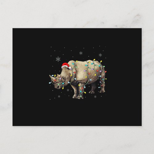 Santa Rhino Christmas Lights Rhino Lover Xmas Funn Postcard
