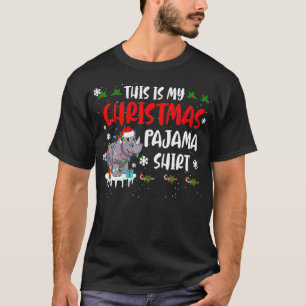 Santa Rhino This Is My Christmas Pajama Xmas Ligh T-Shirt