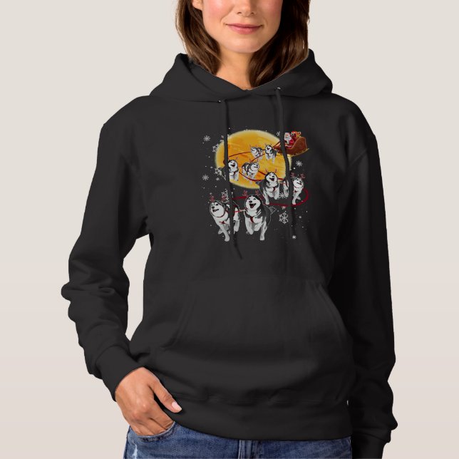 Santa Ride Sleigh Siberian Husky Christmas Dog     Hoodie (Front)
