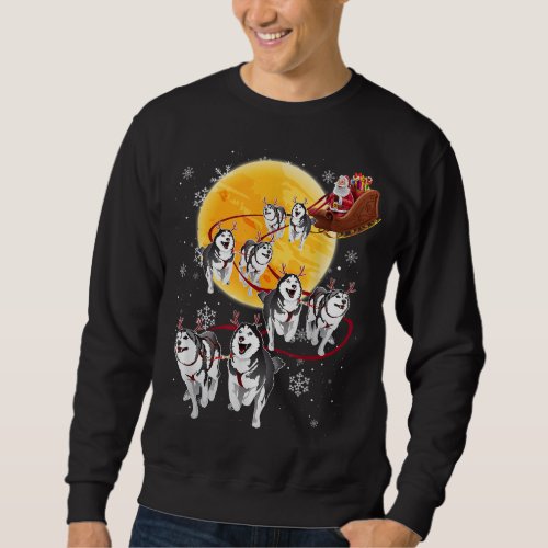Santa Ride Sleigh Siberian Husky Christmas Dog Lov Sweatshirt