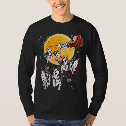 Santa Ride Sleigh Siberian Husky Christmas Dog Lov T_Shirt