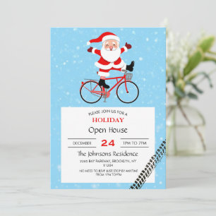 Santa rides a Bicycle Invitation