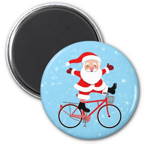 Santa rides a Bicycle Magnet