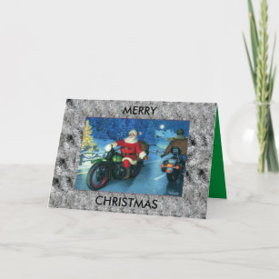 Santa rides a Christmas card