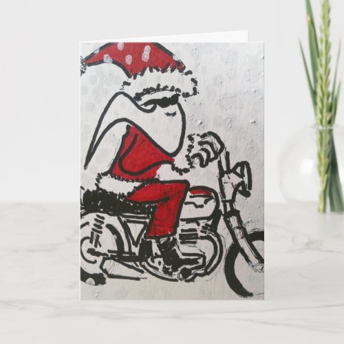 Santa Rides A Hog Holiday Card