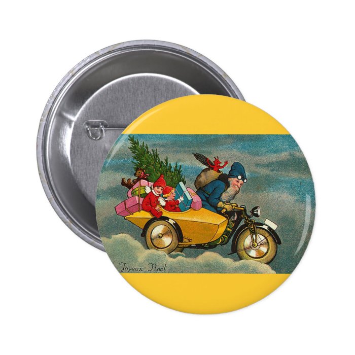 Santa Rides a Motorcycle   Christmas Buttons