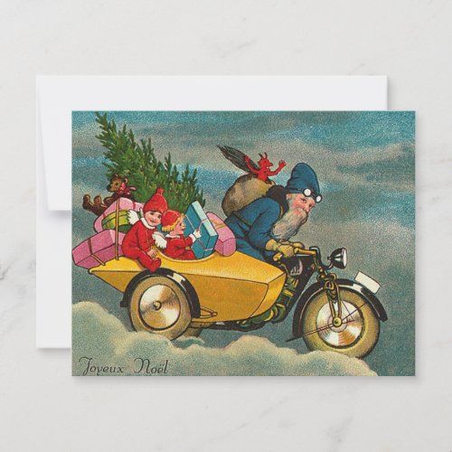 Santa Rides a Motorcycle _ Christmas Holiday Card