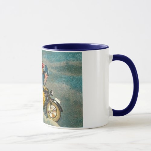 Santa Rides a Motorcycle _ Christmas Mug