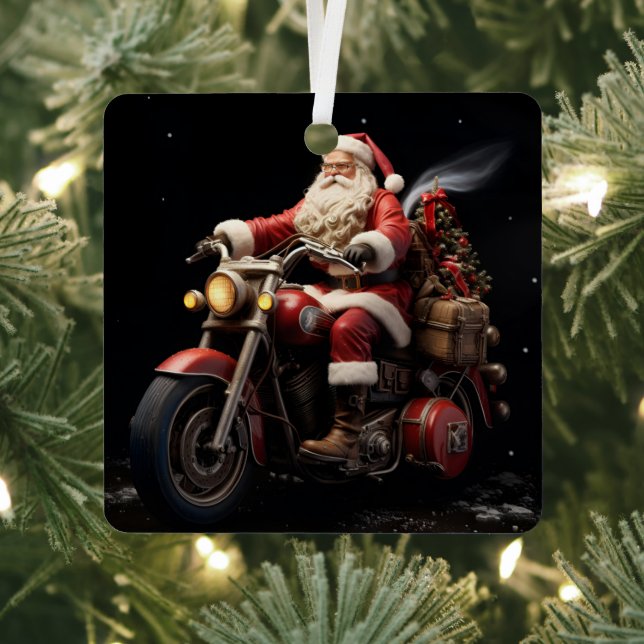 Santa riding a Harley Christmas ornament (Insitu)