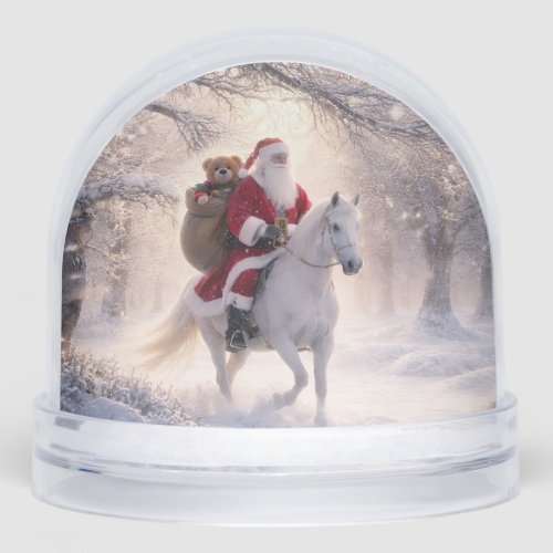 Santa Riding a Horse in the Snow Christmas Globe