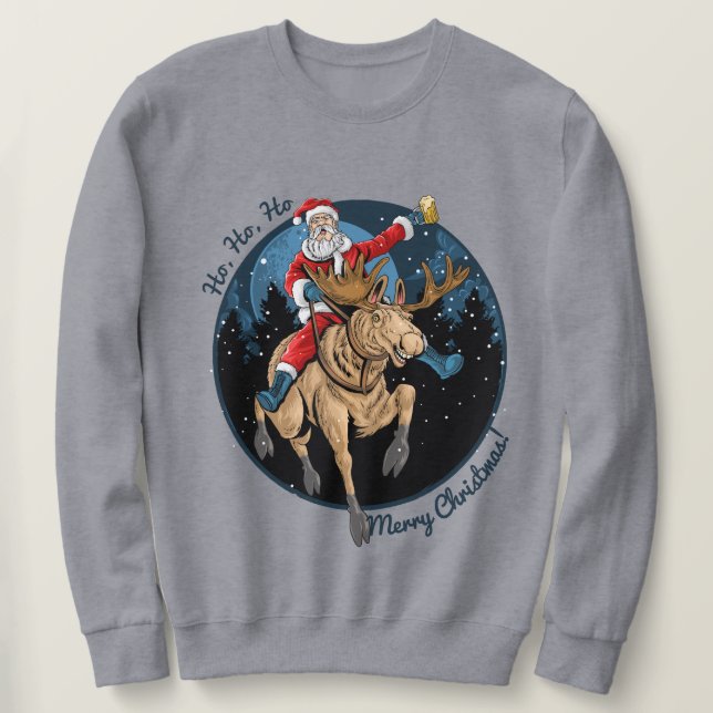 Santa Riding A Moose Sweatshirt (Design Front)