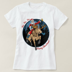 Santa Riding A Moose T-Shirt