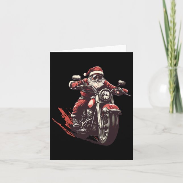 Santa Riding A Motorcycle Biker Motorcycle Lover X Card (Front)