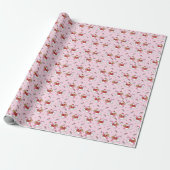 Santa Riding a Unicorn cute pink christmas Wrapping Paper (Unrolled)