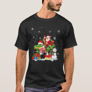 Xmas Lighting Tree Santa Riding Alligator Christmas Men's T-shirt