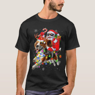 Santa Riding Beagle Christmas Lights Funny Dog Xma T-Shirt