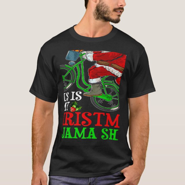Santa Riding Bicycle Cycling This Is My Christmas  T-Shirt (Front)