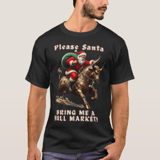 Santa Riding Bull Market Christmas 	  Wall Street  T-Shirt