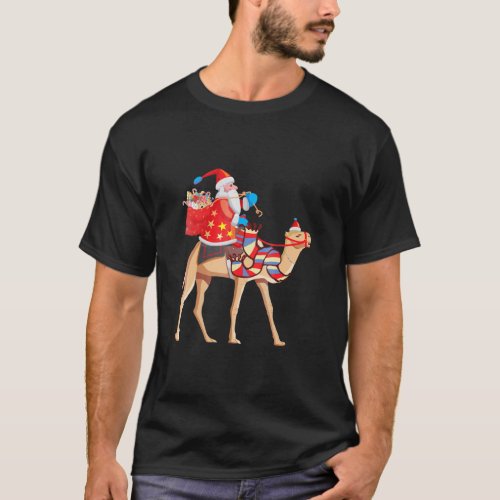 Santa Riding Camel Christmas T_Shirt Funny Christm