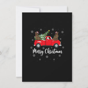 Santa Riding Christmas Tree Truck Newfoundland Dog Invitation