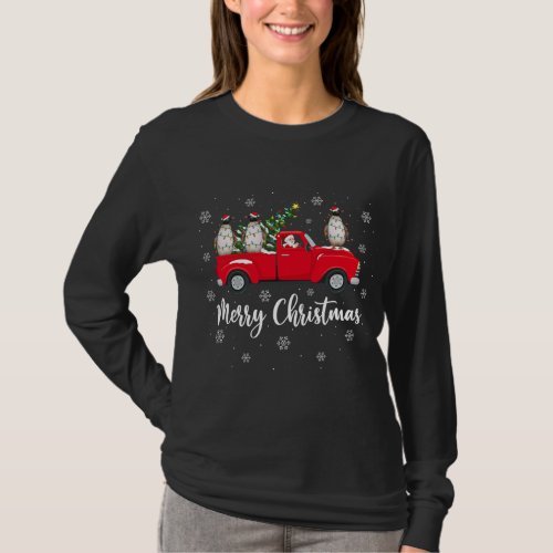 Santa Riding Christmas Tree Truck Penguin Bird Chr T_Shirt