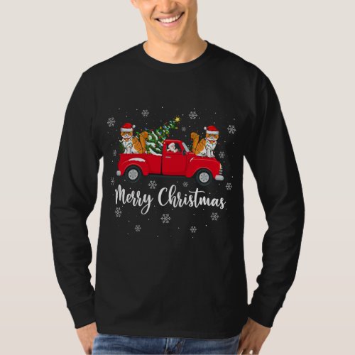 Santa Riding Christmas Tree Truck Persian Cat Chri T_Shirt