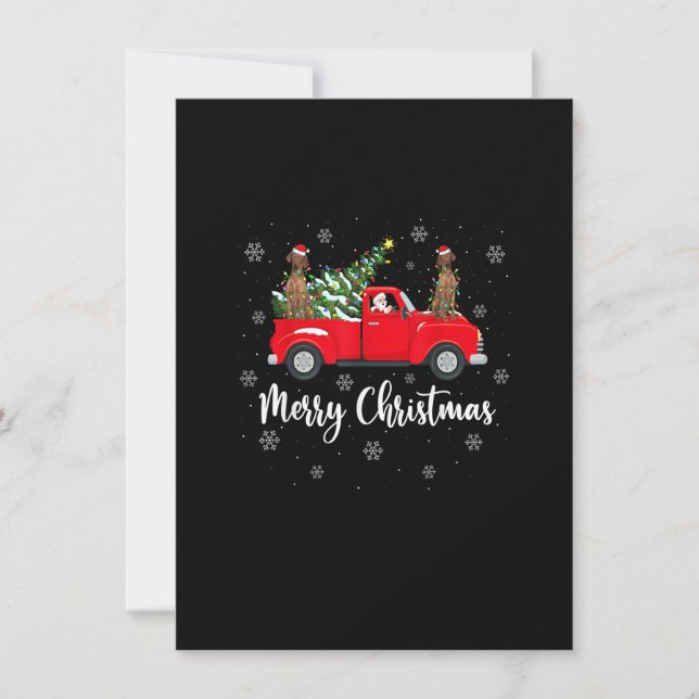 Santa Riding Christmas Tree Truck Vizsla Dog Chris Invitation (Front)