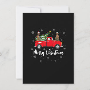 Santa Riding Christmas Tree Truck Vizsla Dog Chris Invitation