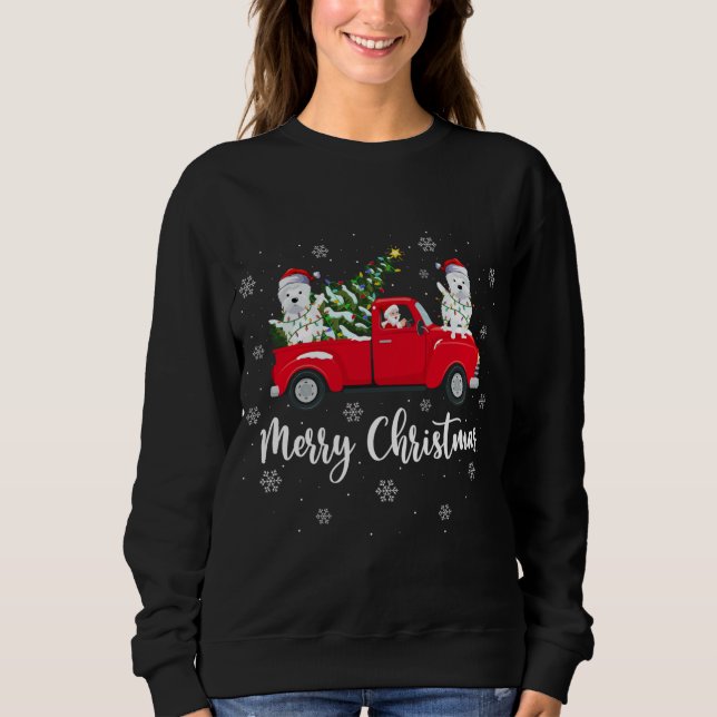 Santa Riding Christmas Tree Truck Westie Dog Chris Sweatshirt (Front)