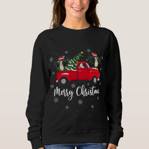 Santa Riding Christmas Tree Truck Woodpecker Bird  Sweatshirt