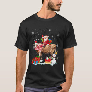 Santa Riding Cow Christmas Pajama Family Matching T-Shirt