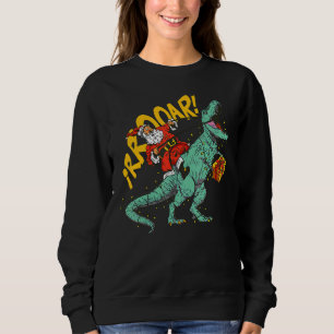 Santa Riding Dinosaur rex Christmas Xmas Kids Boys Sweatshirt