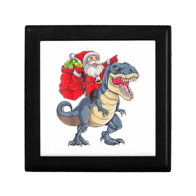 Santa Riding Dinosaur T rex Christmas Boys Men Xma Gift Box (Front)