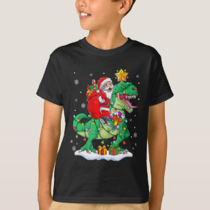 Girl's Design by Humans Cool Funny Christmas T-Rex Dinosaur with Antlers by SmileToday T-Shirt - White - x Large