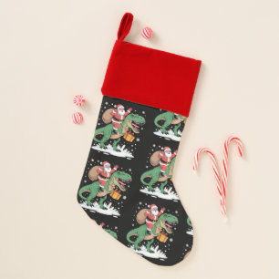 Santa Riding Dinosaur T Rex Christmas Xmas Holiday Stocking