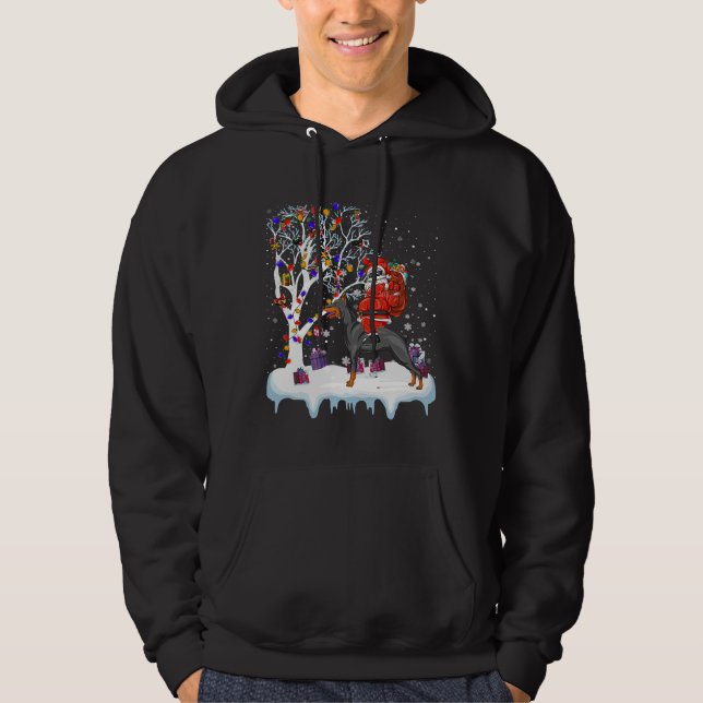 Santa Riding Doberman Pinscher Dog  191 Hoodie (Front)