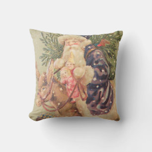 Santa Riding Donkey Throw Pillow