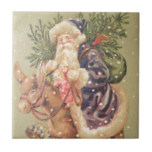 Santa Riding Donkey Tile
