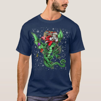 Santa Riding Dragon Christmas Men Women Boys Xmas T-Shirt