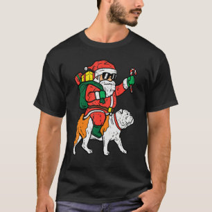Santa Riding English Bulldog Christmas Xmas Boys G T-Shirt