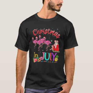 Santa Riding Flamingo Christmas In July Summer Wom T-Shirt