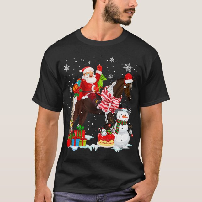Santa Riding Horse Christmas Pajama Family Matchin T-Shirt (Front)