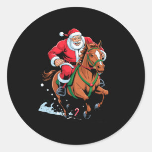 Santa Riding Horse Funny Equestrian Christmas Xmas Classic Round Sticker