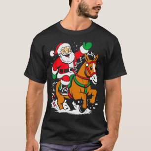 Santa Riding Horse Funny Equestrian Christmas Xmas T-Shirt