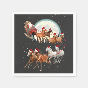 Santa Riding Horses Horse Sleigh Equestrian Napkins