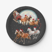 Santa Riding Horses Horse Sleigh Equestrian 