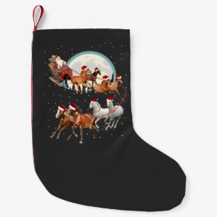 Santa Riding Horses Horse Sleigh Equestrian  Small Christmas Stocking
