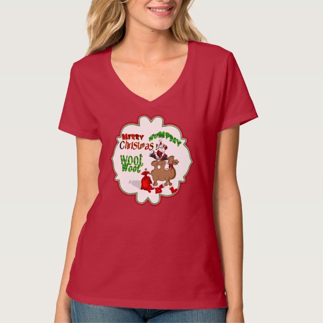 Santa Riding Hump Day Camel T-Shirt (Front)