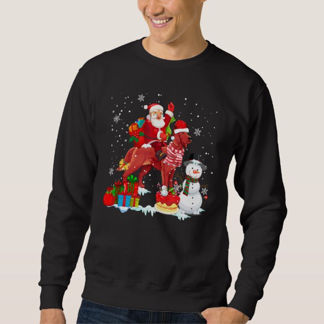 Santa Riding Irish Setter Christmas Pajama Family  Sweatshirt (Front)