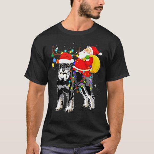 Santa Riding Miniature Schnauzer Christmas Pajama T_Shirt